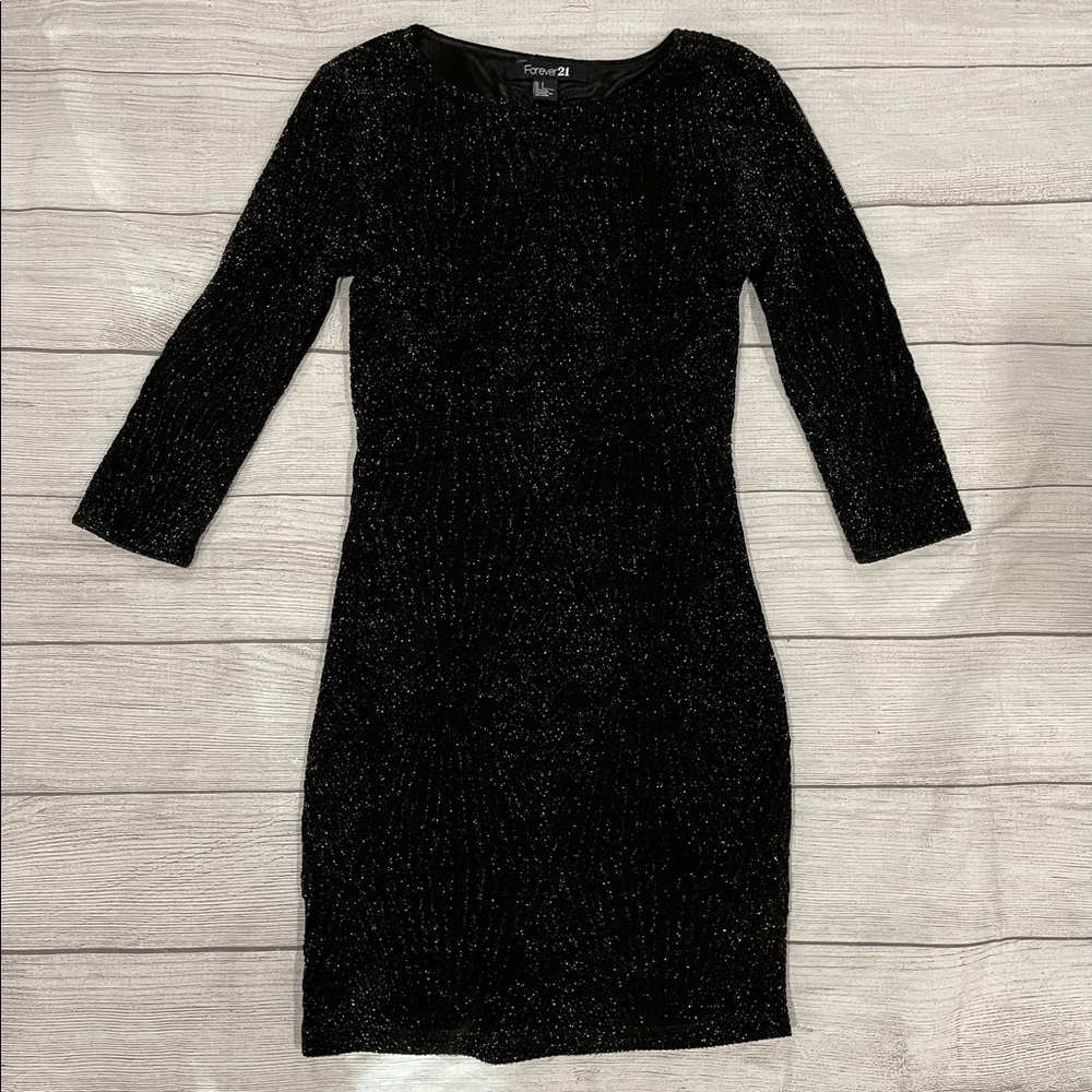 Forever 21 Body Con Black Sparkle Dress Small